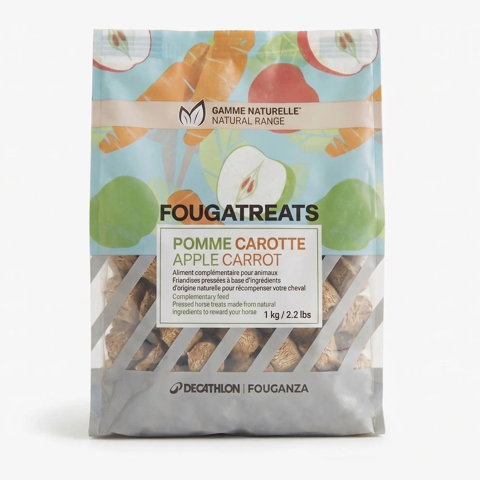 Naturalne cukierki Fougatreat dla koni i kuców 1 kg - jabłko i marchew