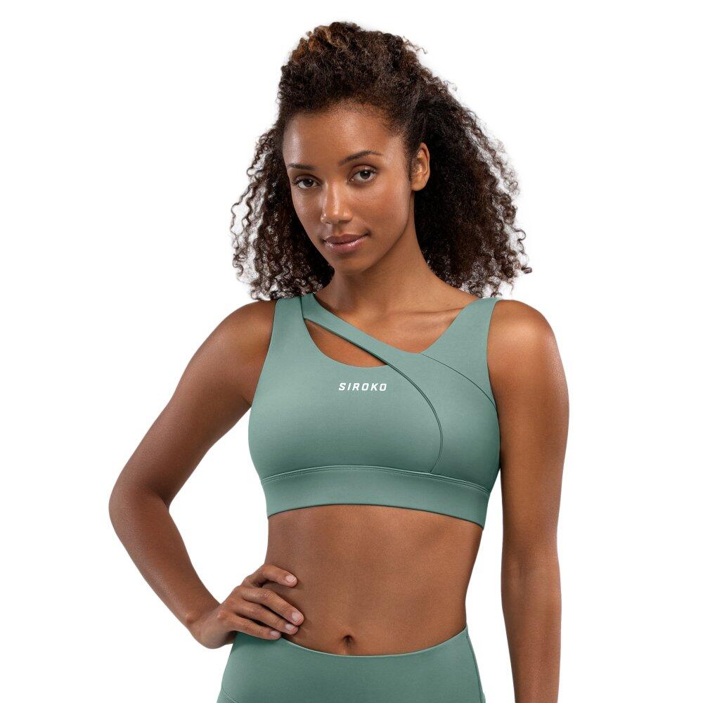 Stanik sportowy fitness damski - Wysokie wsparcie Cross Green