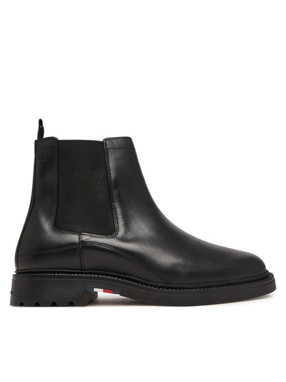 Tommy Hilfiger Sztyblety Corporate Casual Lth Chelsea FM0FM05966 Czarny