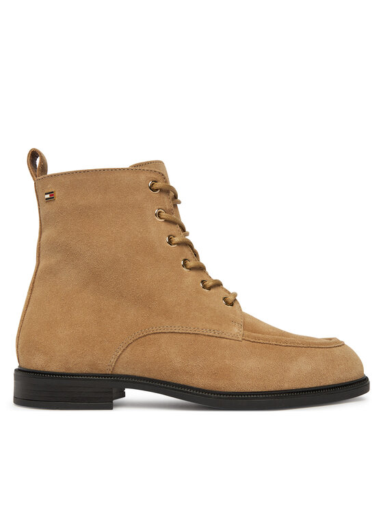 Tommy Hilfiger Trzewiki Enamel Flag Suede Lace-Up Boot FW0FW09681 Brązowy jasny
