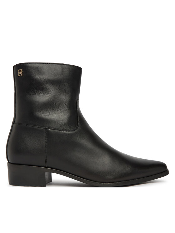 Tommy Hilfiger Botki Leather Ankle Boot W Zip FW0FW09921 Czarny