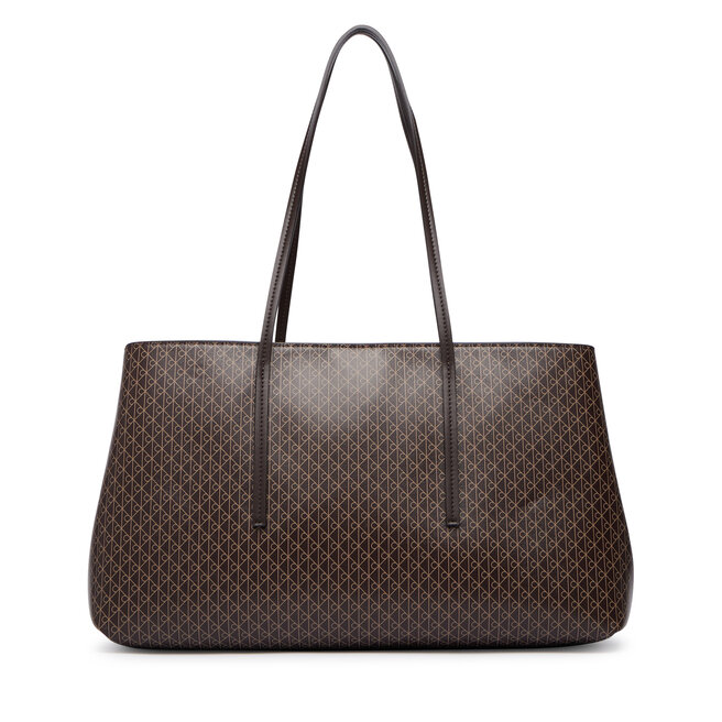 Torebka Calvin Klein Emblem Aop Medium Work Tote LV04F3786G Brązowy ciemny