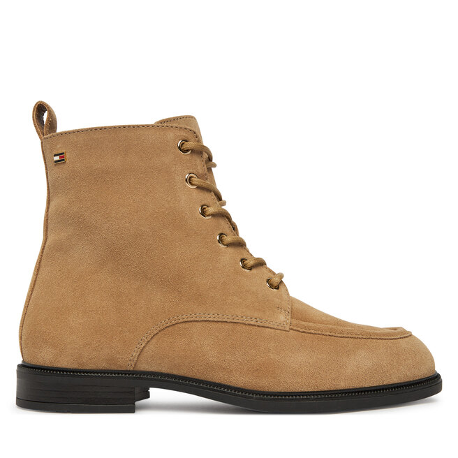 Trzewiki Tommy Hilfiger Enamel Flag Suede Lace-Up Boot FW0FW09681 Brązowy jasny
