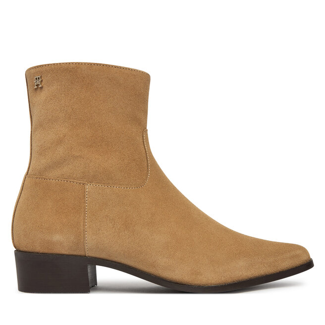 Botki Tommy Hilfiger Suede Ankle Boot W Zip FW0FW09922 Beżowy