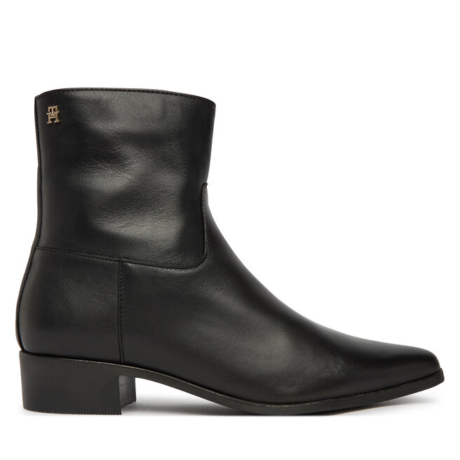 Botki Tommy Hilfiger Leather Ankle Boot W Zip FW0FW09921 Czarny