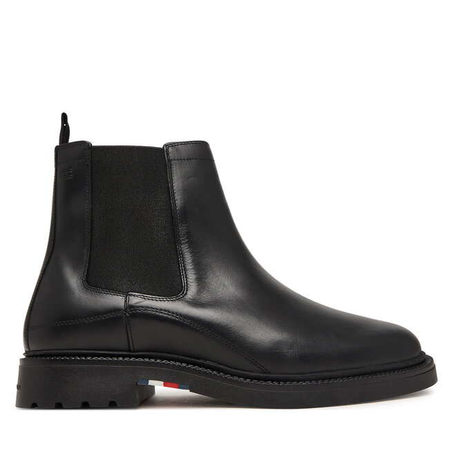 Sztyblety Tommy Hilfiger Corporate Casual Lth Chelsea FM0FM05966 Czarny