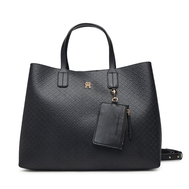 Torebka Tommy Hilfiger Th Icon Satchel Mono AW0AW18923 Czarny