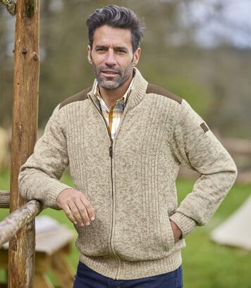 Sweter z melanżowej dzianiny West Legend Mężczyzna Atlas For Men - Kolor : Beżowy - Rozmiar : 4XL