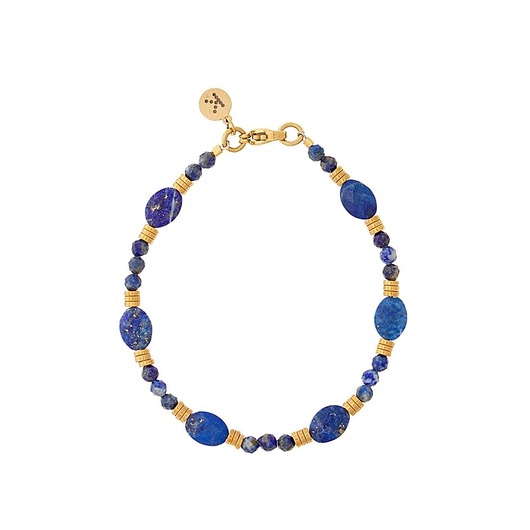 Bransoletka mix Lapis Lazuli x Hematyt - -złote hematyty - Pozłacana stal szl
