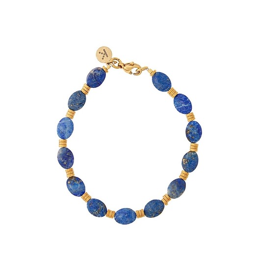 Bransoletka Lapis Lazuli x Hematyt - -złote hematyty - Pozłacana
