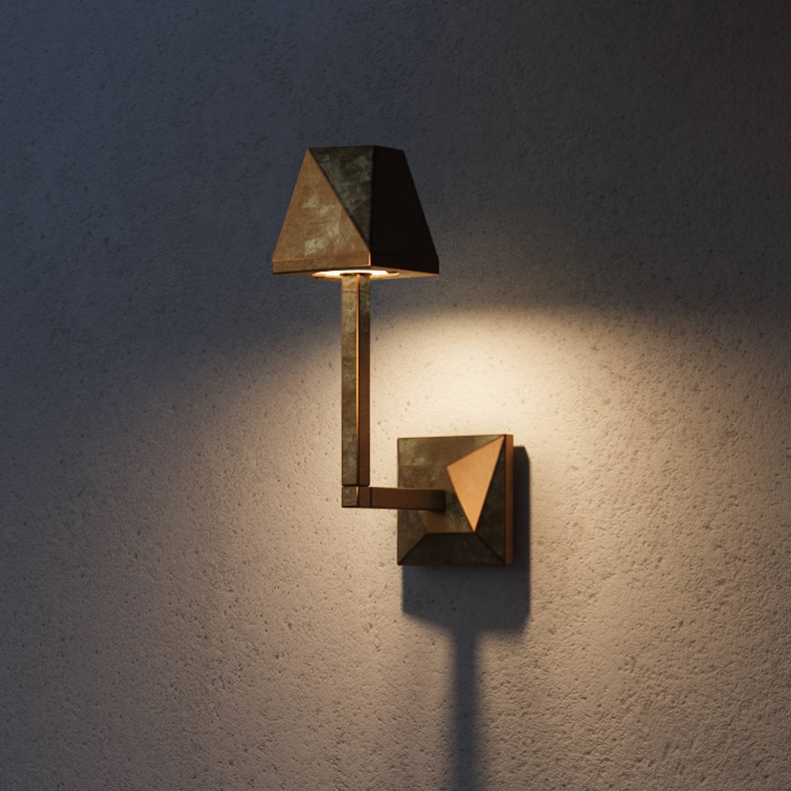 Moretti Luce Kinkiet zewnętrzny Silva Edge, brązowy / mosiężny, mosiądz, dworkowy / rustykalny