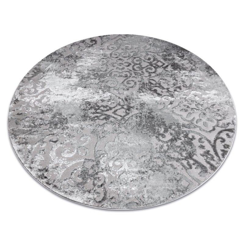 Dywan MEFE nowoczesny Koło 8724 Ornament vintage przecierany - Strukturalny, dwa poziomy runa szary koło 200 cm