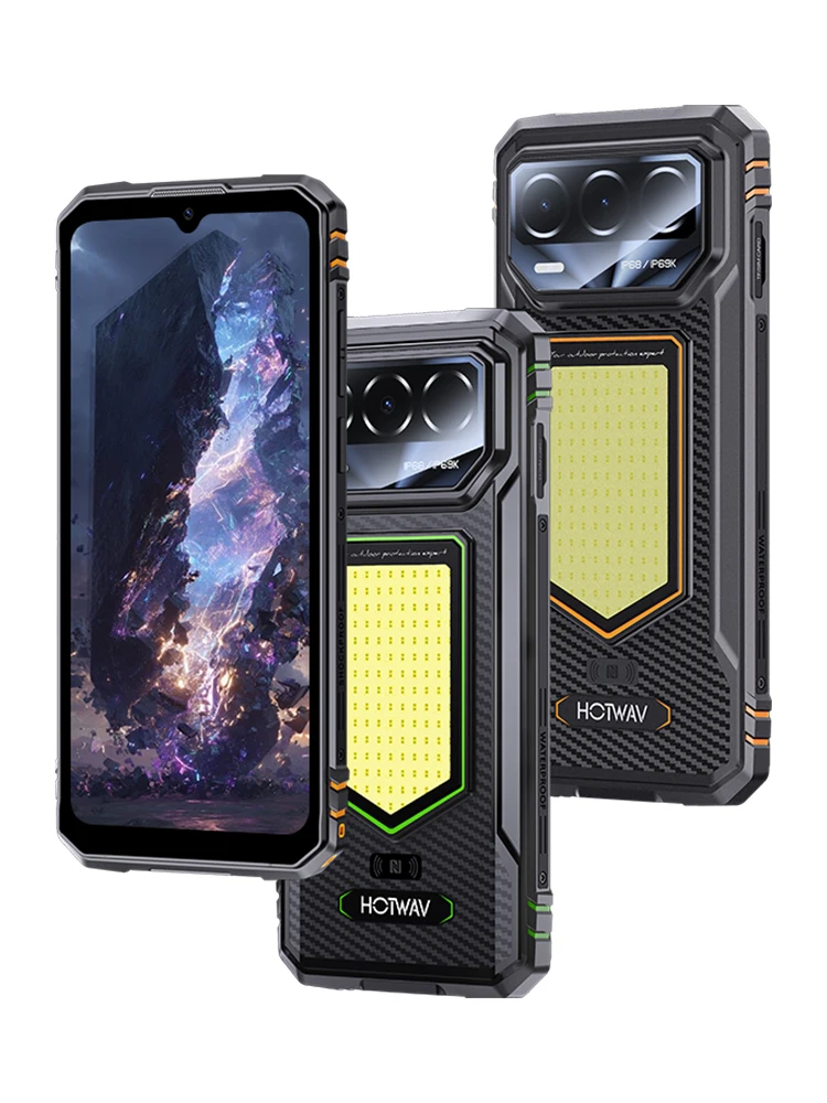 Smartfon HOTWAV T8 IP68 & IP69K, super lampa kempingowa, ekran 6.75'' 120Hz, tylna kamera 20MP, NFC, telefon komórkowy z ośmiordzeniowym procesorem, bateria 6200mAh, szybkie ładowanie 20W, 4GB RAM, T8 Orange