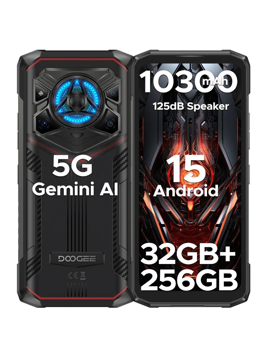 Globalna Wersja DOOGEE Blade20 Play 5G Wytrzymały Telefon 6.6'' Gemini Al Głośnik 125dB Bateria 10300mAh NFC Android 15 Telefon Komórkowy 8GB 256GB Red