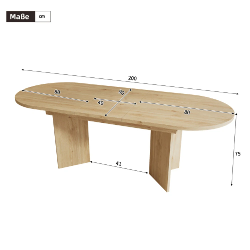 Dębowy rozkładany stół do jadalni 160–200×90 cm, pogrubiony blat i gładkie zaokrąglone rogi, nowoczesny, prosty stół rozsuwany dla 6–8 osób, do domu, kuchni, salonu.