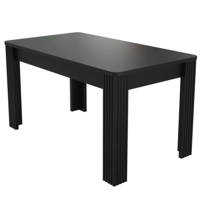 Nowoczesny czarny prostokątny stół do jadalni z czterema solidnymi nogami, udźwig 130 kg, 120x60 cm
