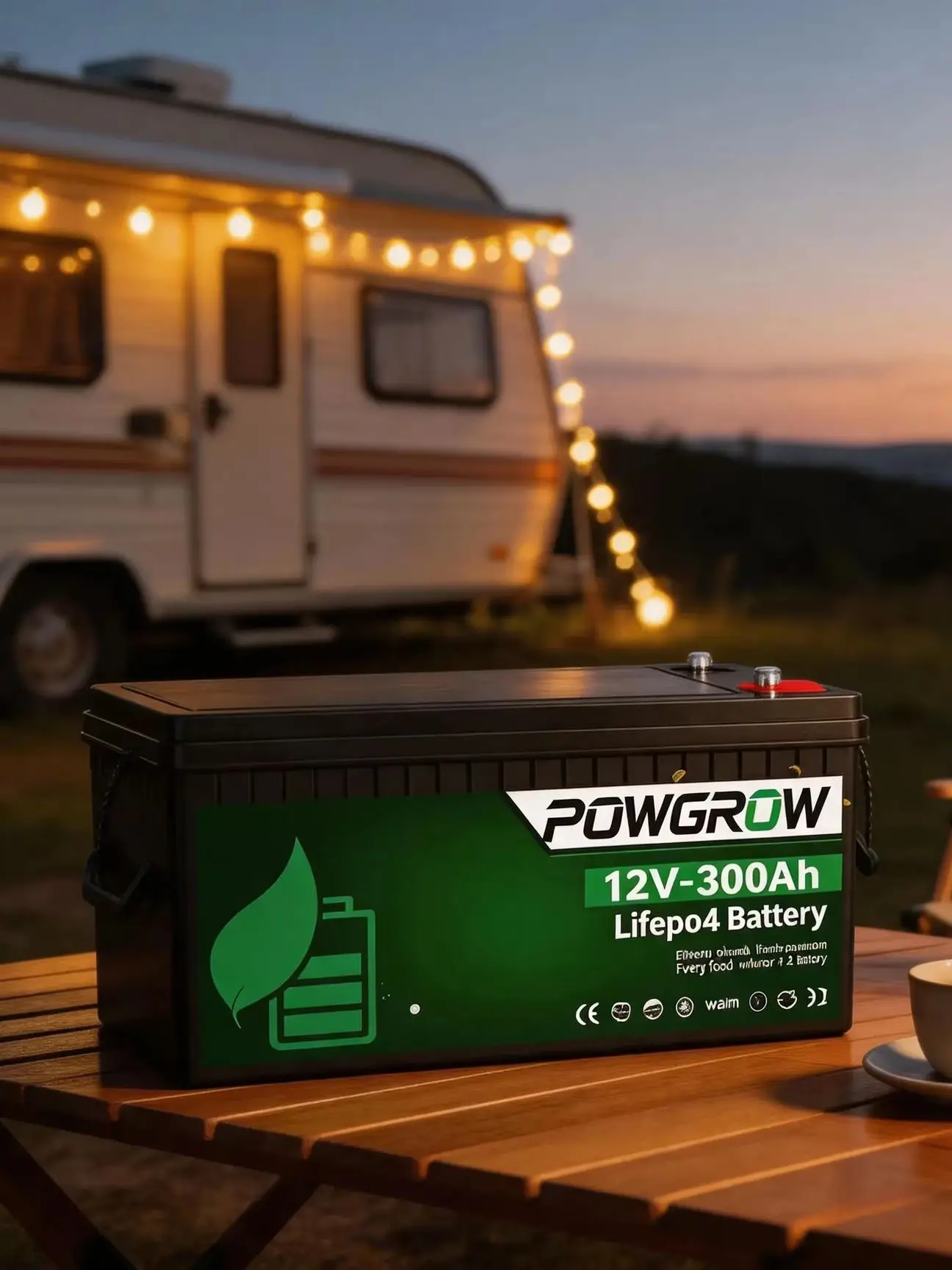 POWGROW 12V 300AH 24V 100AH Akumulator LiFePO4 200A Wbudowany BMS 6000+ Deep Cycle Ogniwa A+ Do Kamperów, Solarnych, Morskich, Bez Podatku, UE 12V-300AH