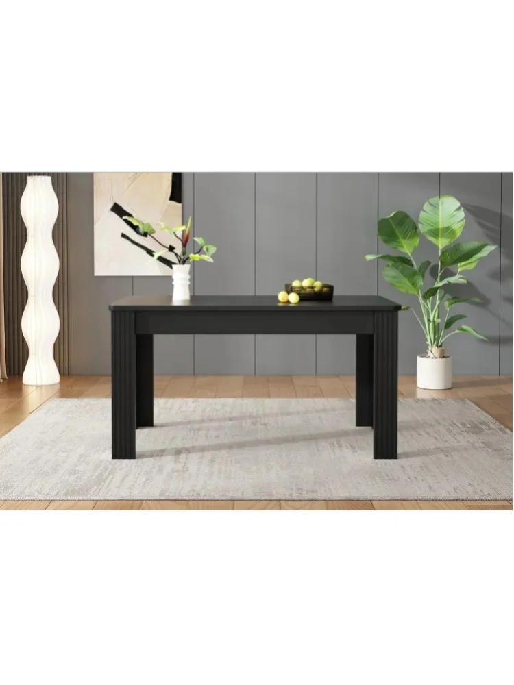 Czarny prostokątny stół do jadalni z czterema solidnymi nogami, udźwig 130 kg, 120x60 cm