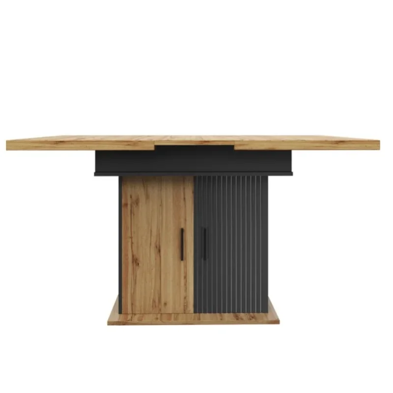 Rozkładany stół do jadalni 110-140×80 cm z boczną przedłużką, MDF i metal, składany, odpowiedni dla 4-6 osób