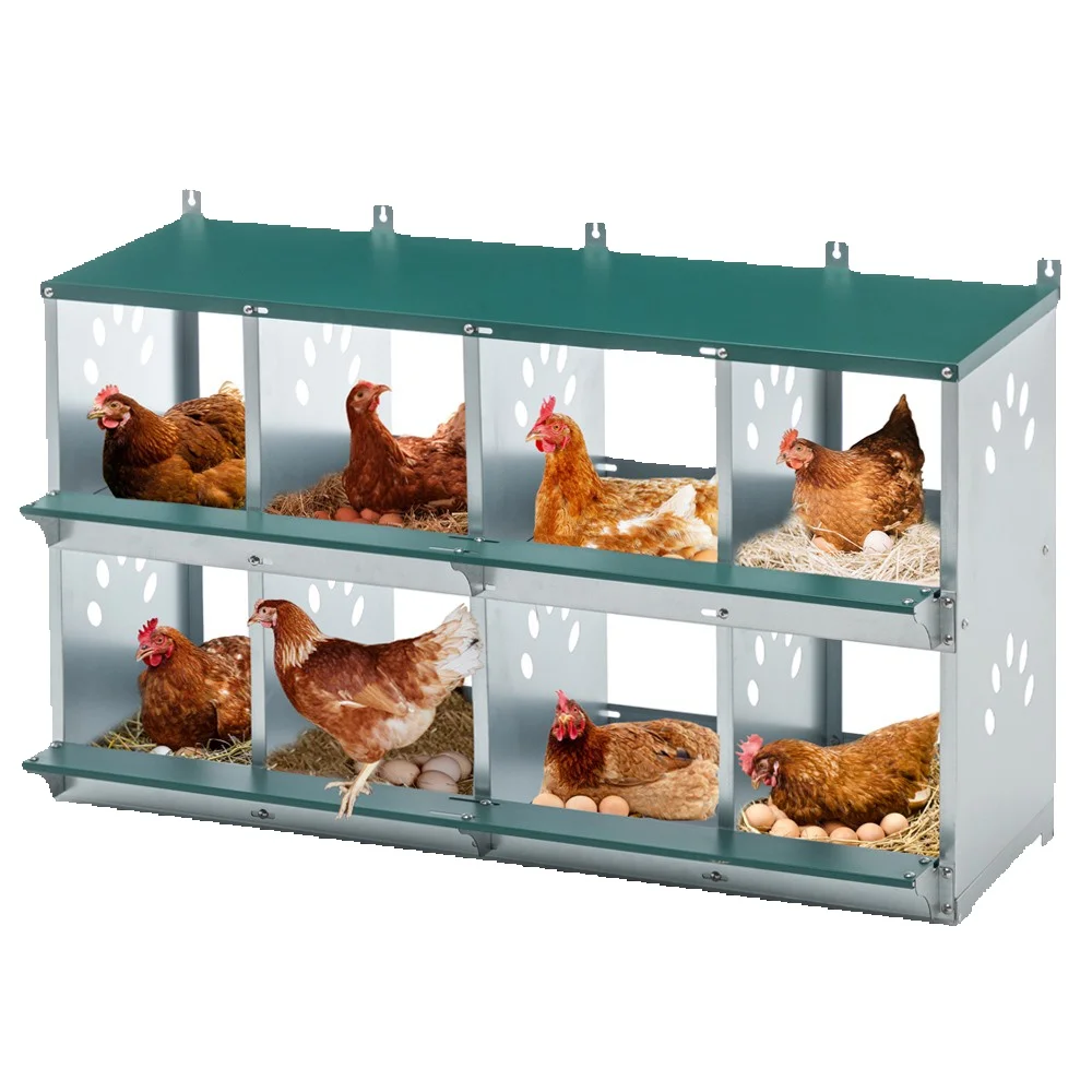 Metalowe Gniazda dla Kur 8 Komor, Scienna Skrzynka do Znoszenia Jaj, Wentylowana Budka Legowa dla Kur 8-Hole Metal Chicken Nesting B