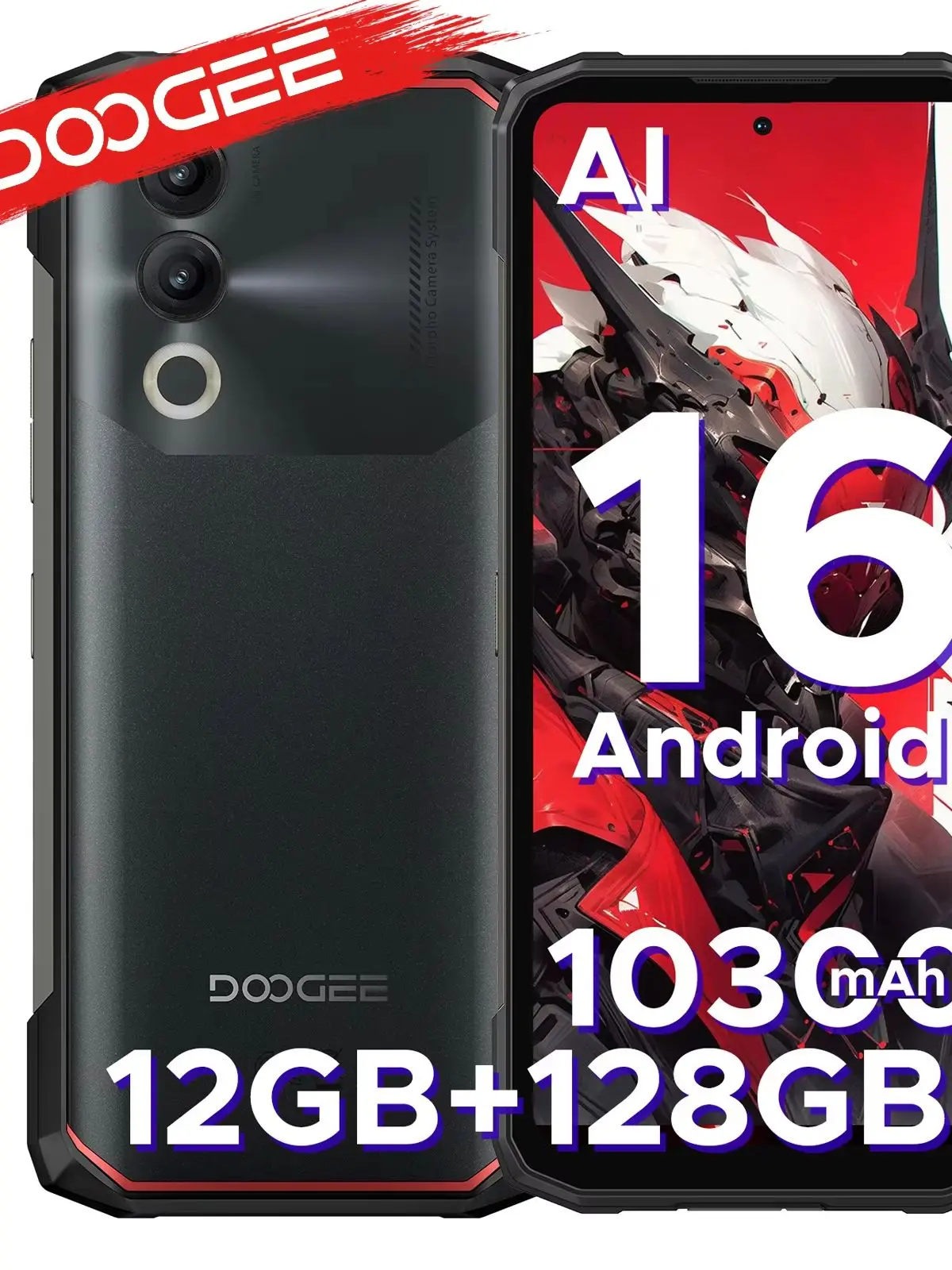 DOOGEE Blade20 X Wytrzymały Telefon Komórkowy Bateria 10300mAh Gemini Ai 6.6