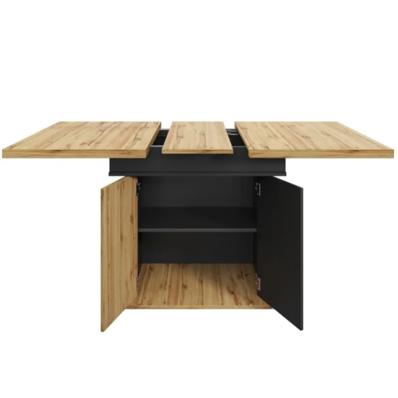 Rozkładany stół do jadalni 110-140×80 cm z drzwiami z MDF formowanego próżniowo, składany stół kuchenny dla 4-6 osób, oszczędzający miejsce design w stylu retro.
