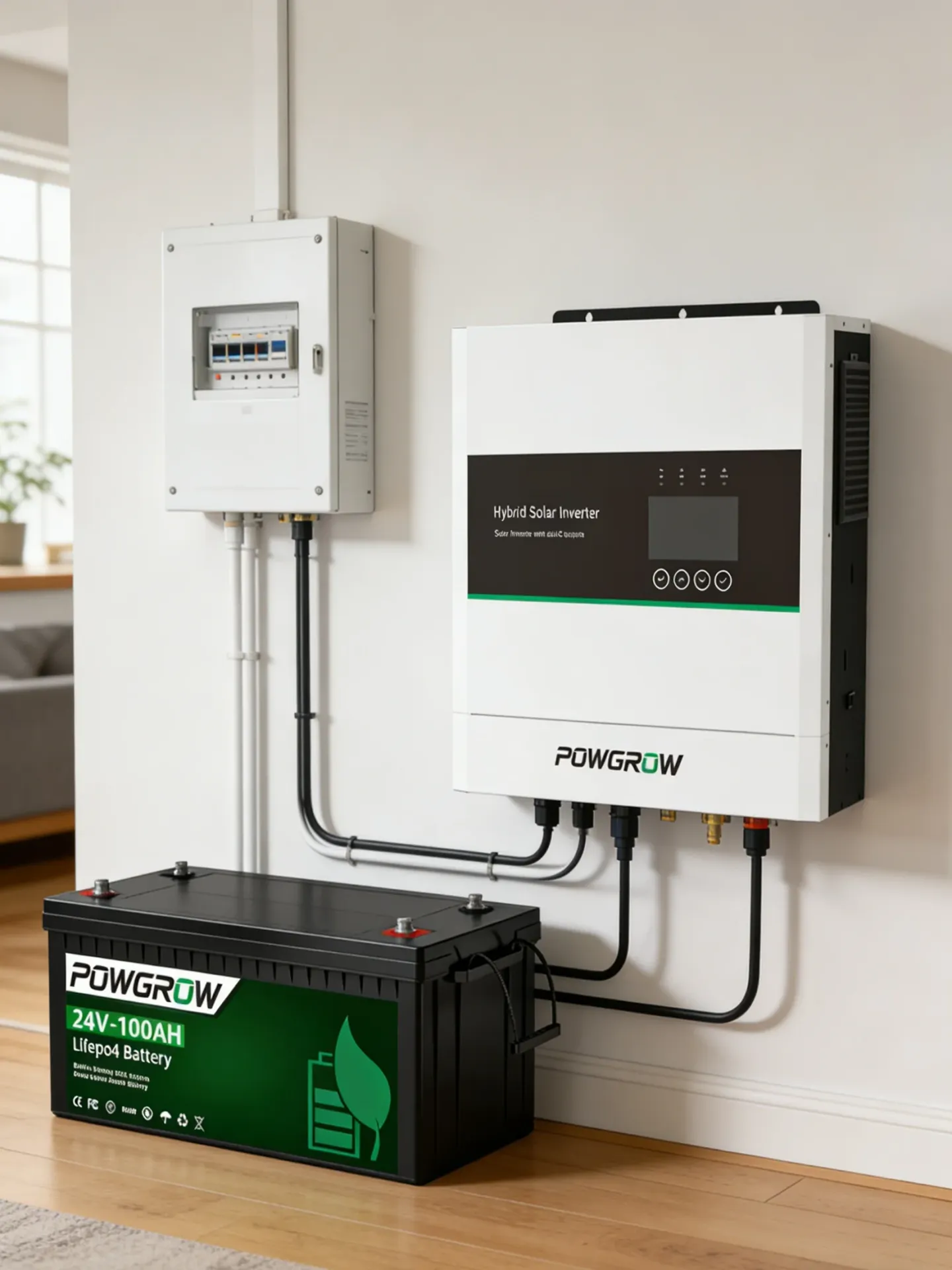 POWGROW 12V 24V 100Ah 300Ah Akumulator litowo-żelazowo-fosforanowy (LiFePO4) o głębokim cyklu z wbudowanym systemem BMS, ponad 6000 cykli, do falowników solarnych i zasilania off-grid. IBattery-PO-12V-100AH