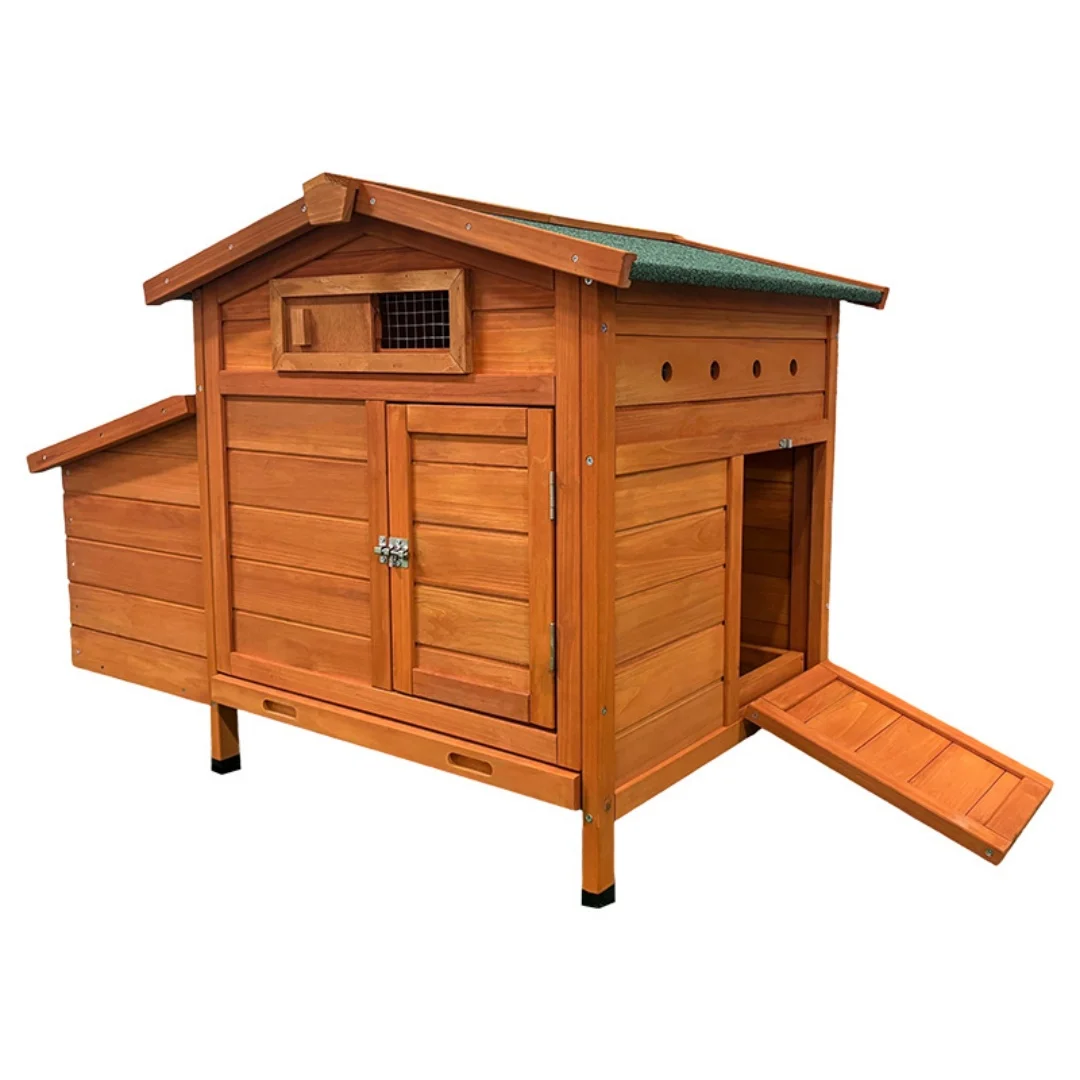 Drewniany, podniesiony kurnik na kozłach z gniazdem do składania jaj, odporny na drapieżniki, łatwy w czyszczeniu, klatka dla drobiu do ogrodu przydomowego. Chicken Coop