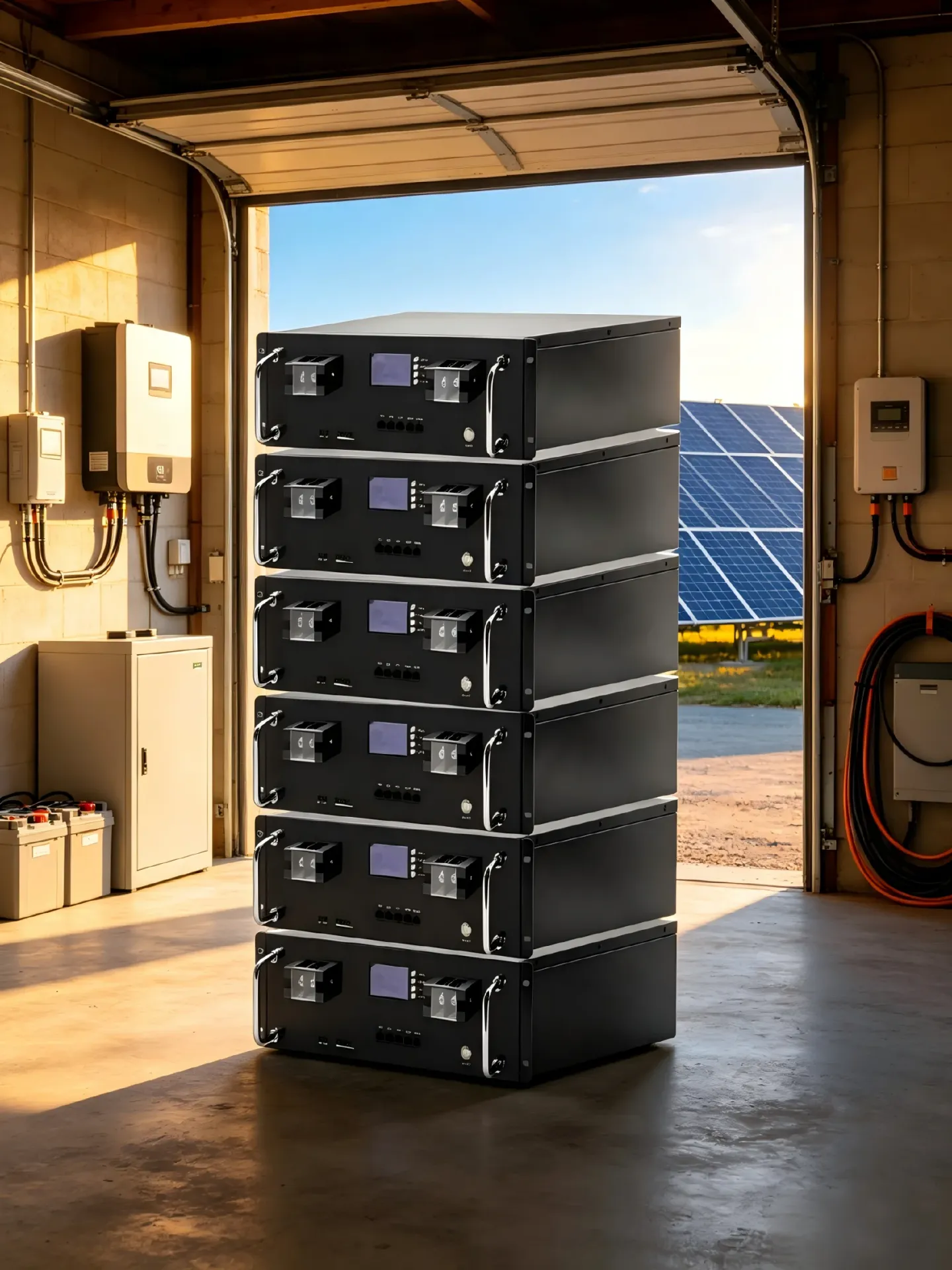POWLAND 48V 100Ah Akumulator Litowo-Żelazowo-Fosforanowy 5Kwh Zintegrowany 16S 100A BMS RS485 CAN Bus Do Domowej Zasilania Energią Słoneczną, Rezerwy Energii, Kampera, RV, Zapasowego Zasilania