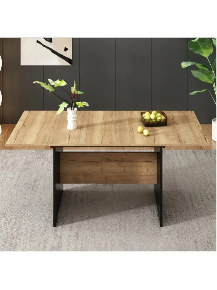 Rozkładany stół do jadalni 140-180x80 cm, MDF, imitacja drewna, naturalny, prostokątny stół dla 4-6 osób