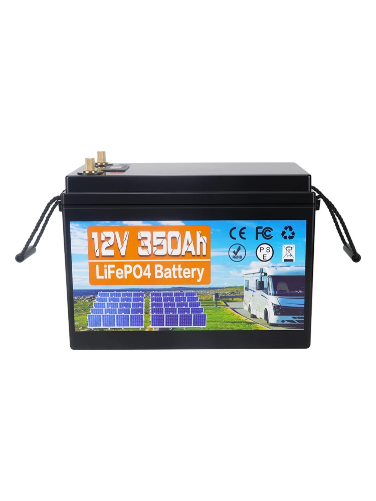Akumulator litowo-żelazowo-fosforanowy Kuoouk 12V 350Ah z BMS 100A do kamperów, łodzi, silników, falowników, instalacji solarnych, wentylacji, pojazdów terenowych, systemów off-grid, do użytku w 12V-350AH