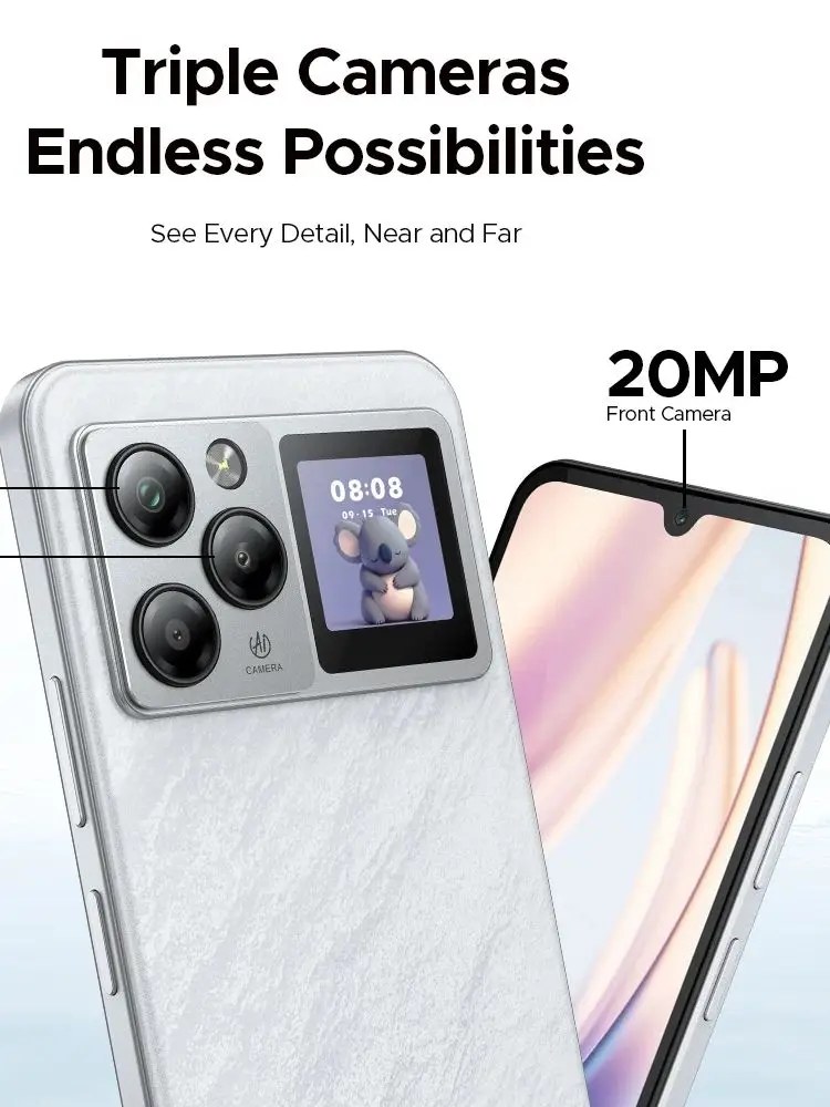 Smartfon DOOGEE M30 Pro 6,88 cala, wodoodporny IP68, Android 16, bateria 8000 mAh, 1,3-calowy wyświetlacz tylny, 64 GB (8+56) 256 GB, NFC, Google Pay 8GB 256GB Black