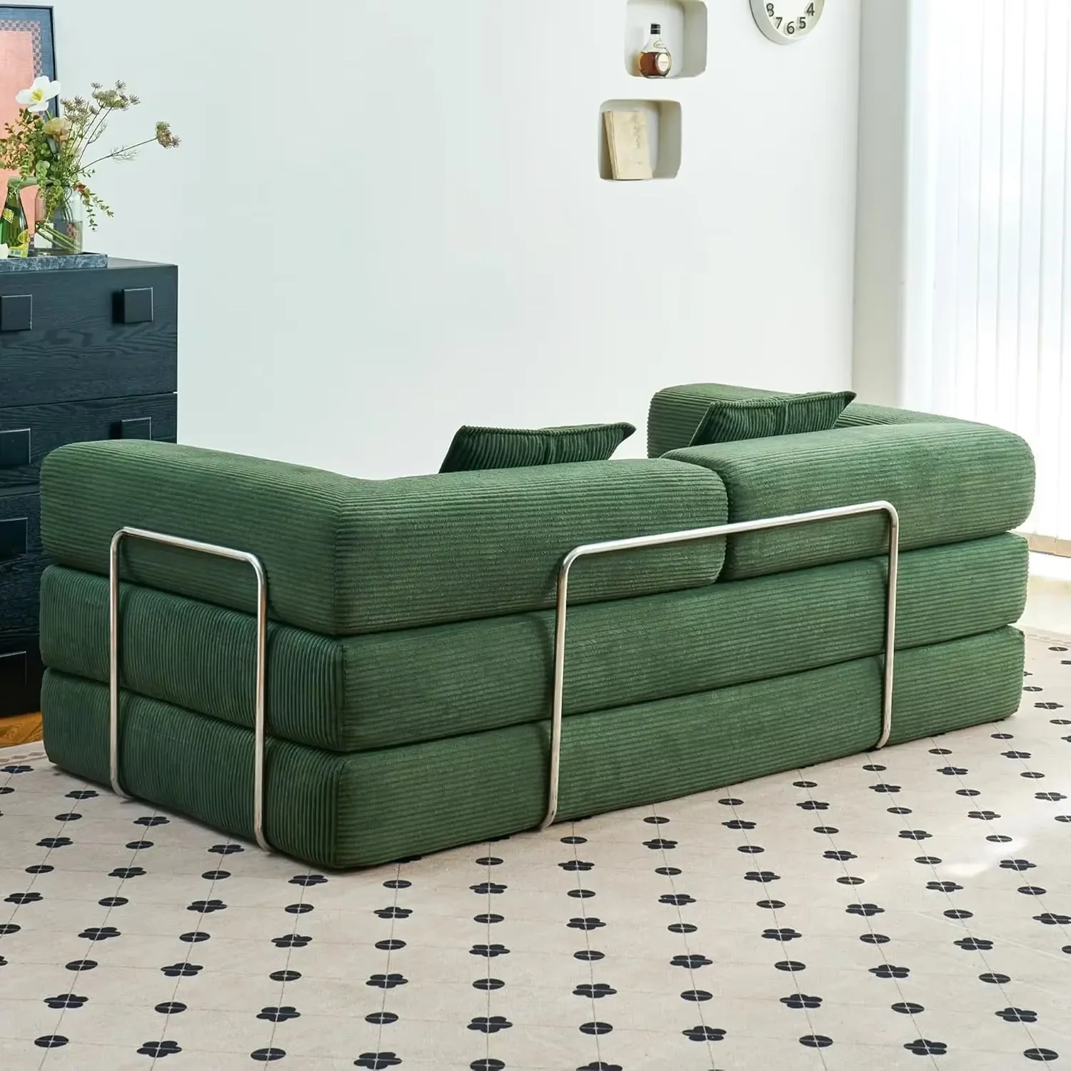Nowy Design 2026 Narożna Sofa z Tkaniny Kompresowana Próżniowo, Zestaw Łóżka, Sofa-Łóżko do Domu, Mieszkania, Hotelu, Salonu CIEMNY SZARY
