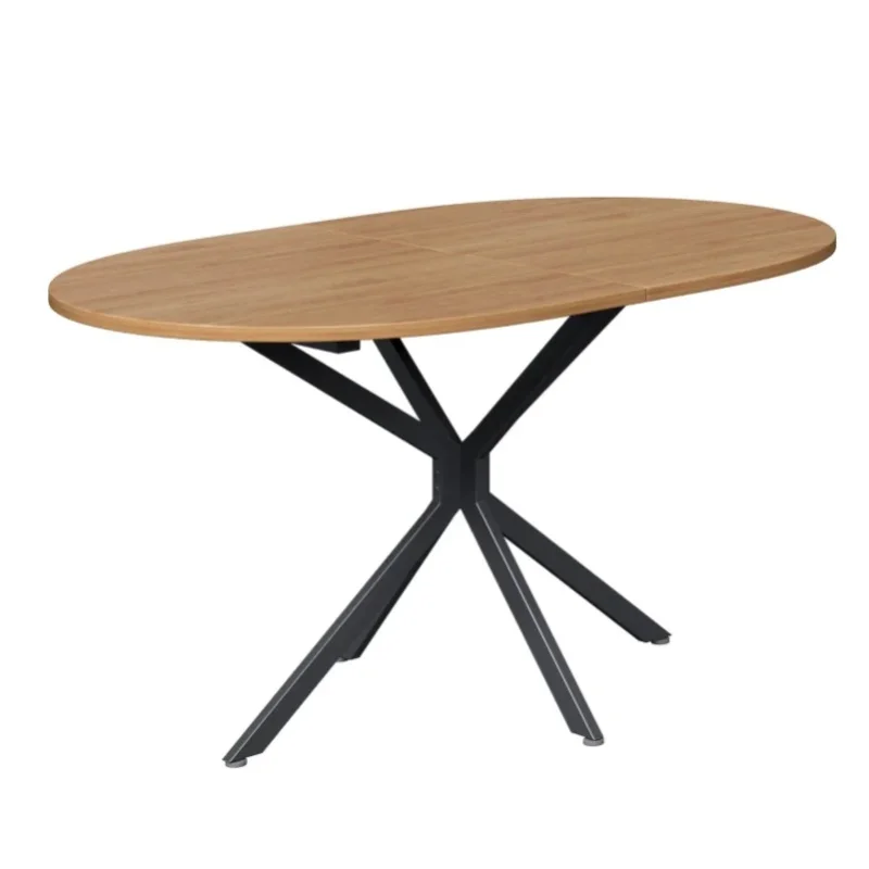 Stół do jadalni L120 x S80 x W75.5cm, blat MDF z metalowymi nogami, dla 4-6 osób, naturalne wykończenie.