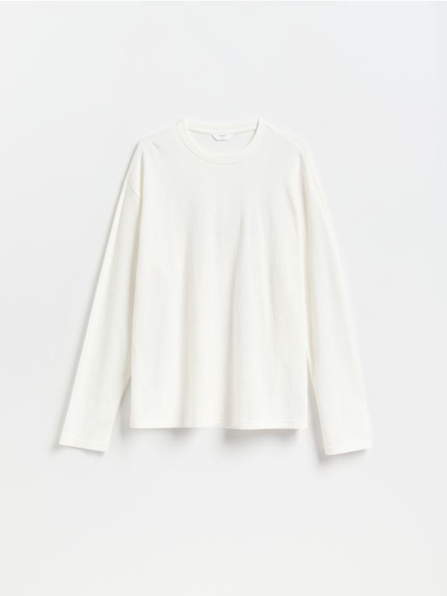 Reserved - Strukturalny longsleeve - złamana biel