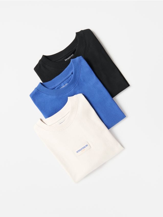 Reserved - Bawełniany t-shirt 3 pack - czarny