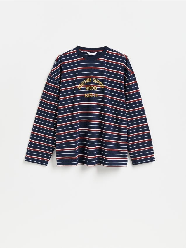 Reserved - Bawełniany longsleeve - granatowy