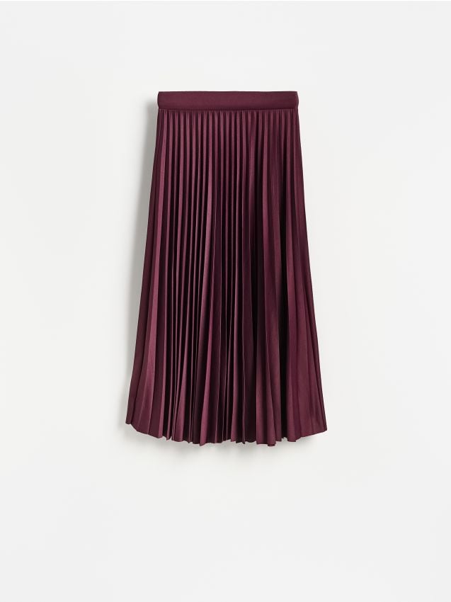 Reserved - Plisowana spódnica maxi - ciemnofioletowy