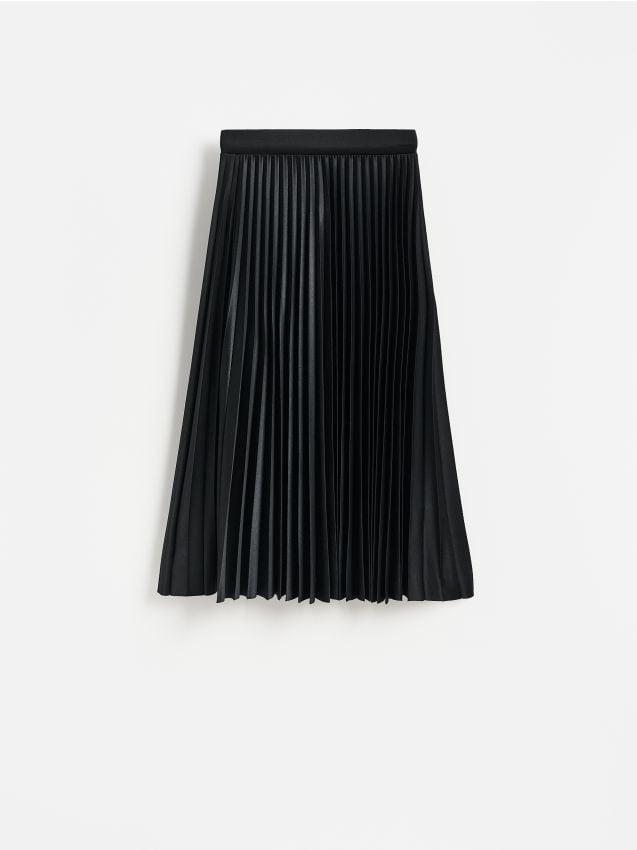 Reserved - Plisowana spódnica maxi - czarny