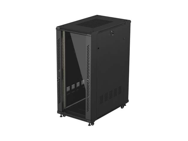 Lanberg szafa rack stojąca 19'' 27U 600x1000 czarna drzwi przeszklone