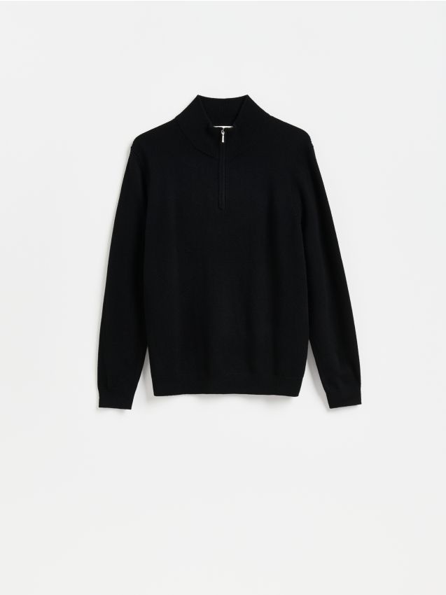Reserved - Sweter z wełny merino - czarny