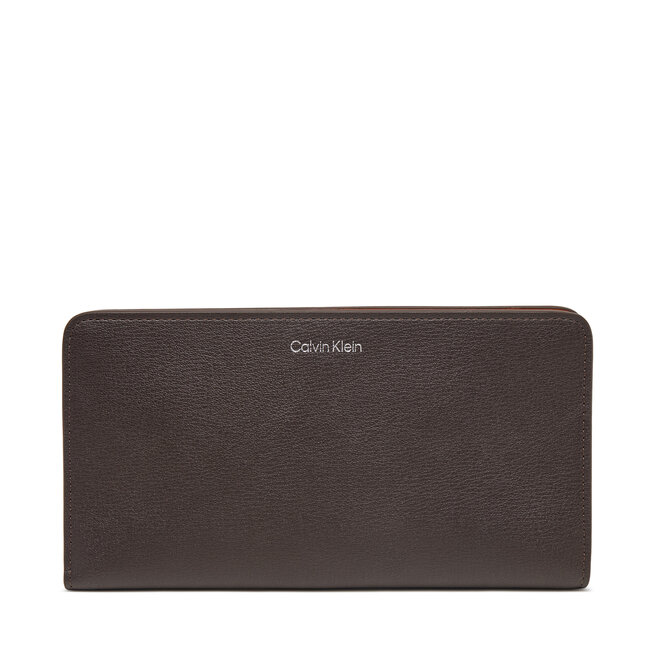 Portfel Calvin Klein Foil Logo Passport Longfold LV04F1205G Brązowy