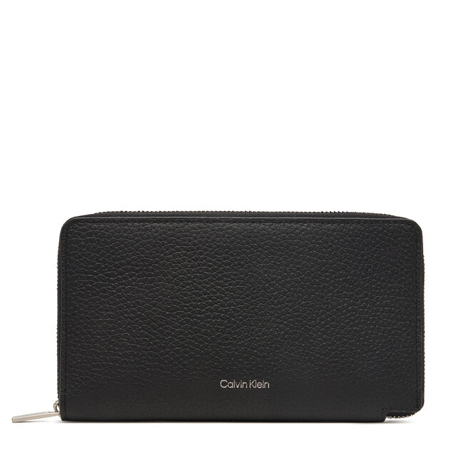 Portfel Calvin Klein Foil Emboss Long Zip Fold LV04D1107G Czarny