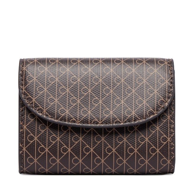 Portfel Calvin Klein Emblem Aop Flap Coin Wallet LV04F1226G Brązowy