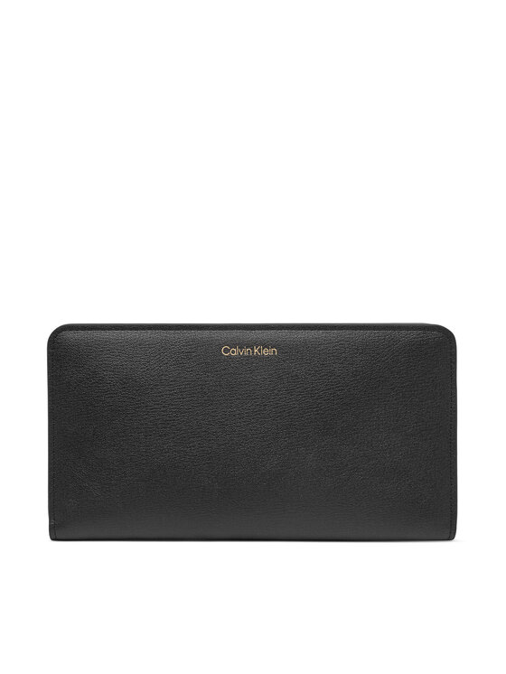 Calvin Klein Portfel Foil Logo Passport Longfold LV04F1205G Czarny