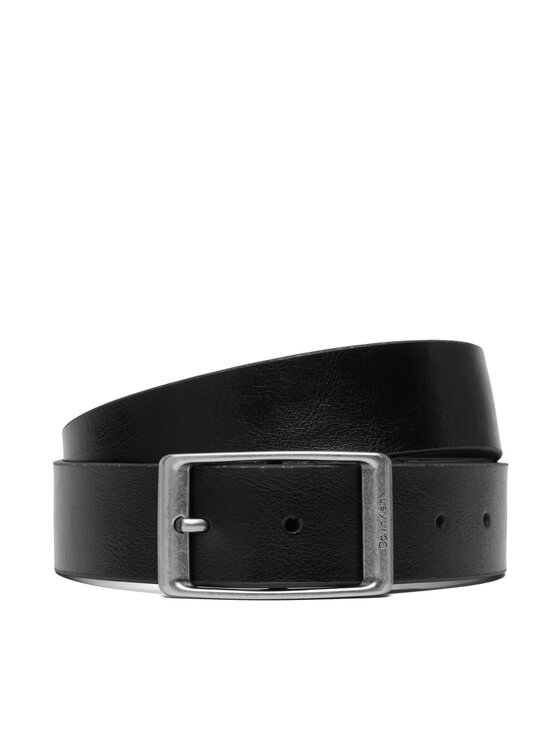 Calvin Klein Pasek Casual Round Buckle Tumbled 35Mm LV04D7123G Czarny