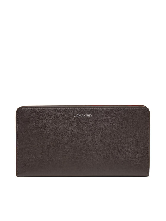 Calvin Klein Portfel Foil Logo Passport Longfold LV04F1205G Brązowy