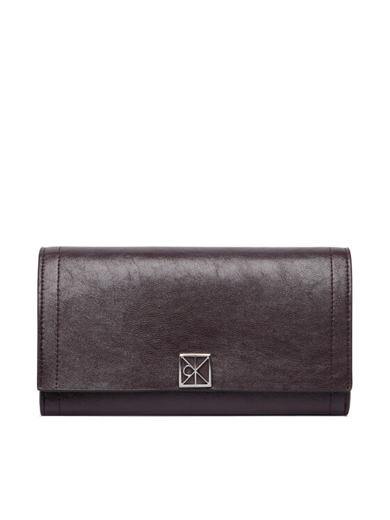 Calvin Klein Portfel Emblem Hw Long Bifold LV04F1316G Brązowy
