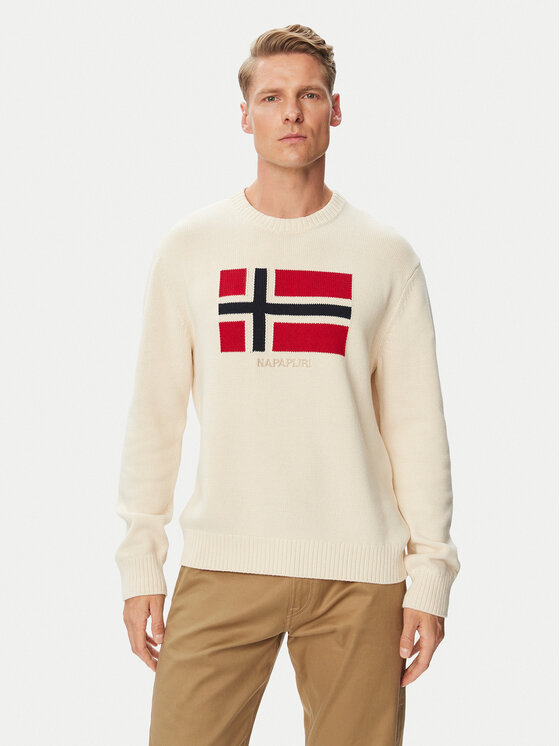 Napapijri Sweter D-Mura C NP0A891U Kremowy Regular Fit