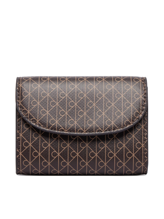 Calvin Klein Portfel Emblem Aop Flap Coin Wallet LV04F1226G Brązowy
